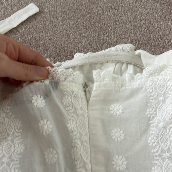 White Embroidered Cotton Embroidered Eyelet Dress - Picture 4 of 5